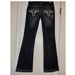 Antik Denim Fawcett Western Flare Leg Blue Jeans